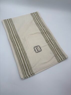 Pottery Barn 108 Table‎ Runner Stripe Cotton Monogram E Farmhouse